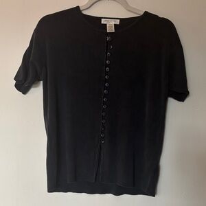 Jones New York 100% Silk Navy Short Sleeve Cardigan